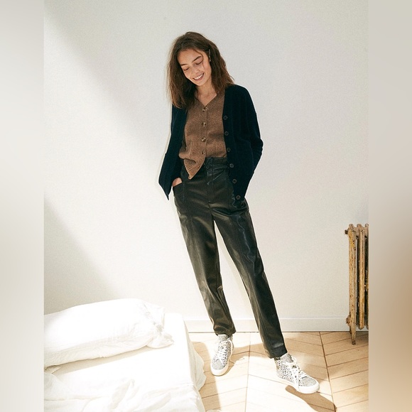 Vegan Leather Pull-On Paperbag Pants - Picture 2 of 16